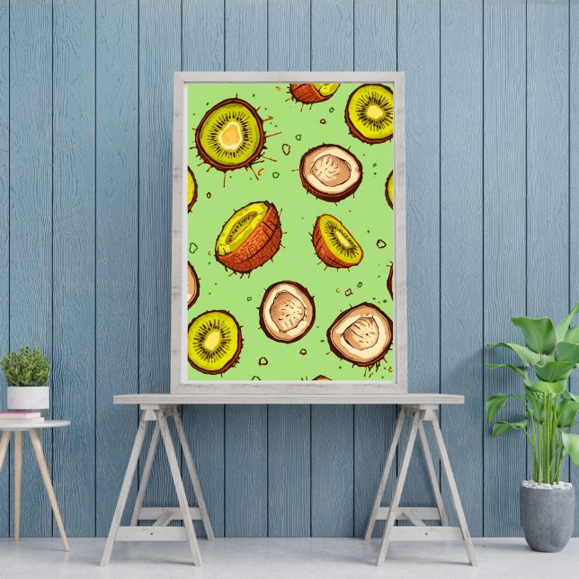 Affiche Duo Kiwi & Coco | Fruit tropical à l'aquarelle  (Créateur téléchargé)