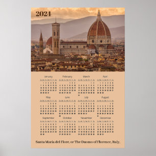 Affiche Duomo de Firenze, Florence Italie Calendrier 2024