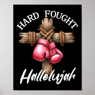 Affiche Dur combat Hallelujah Boxe Gants Dieu Foi Jes