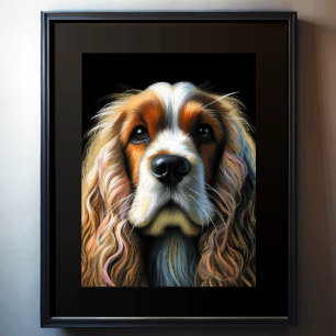 Affiche Dur Pastel Dessin Cocker Spaniel