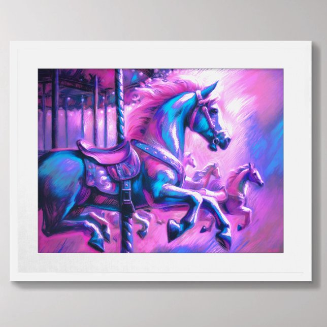 Affiche Dur Pastel Dessin Cool Tons Carrousel Cheval (Créateur téléchargé)