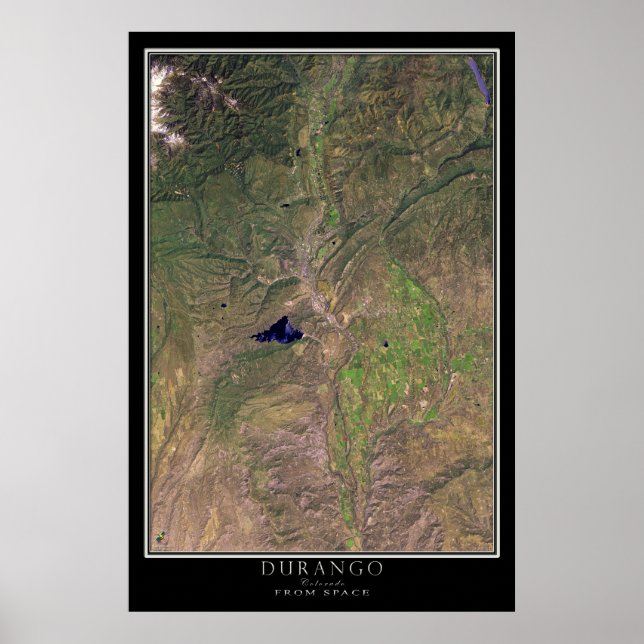 Affiche Durango Colorado De La Carte Satellite Spatiale (Devant)