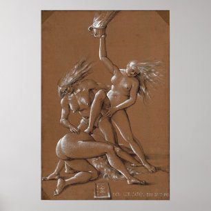 Affiche Dürer - Salutation du Nouvel An avec trois sorcièr