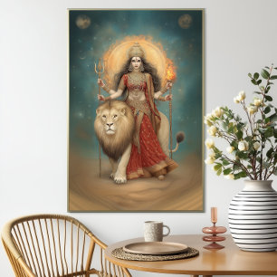 Affiche Durga Déesse Hindoue de la Force et de la Protecti