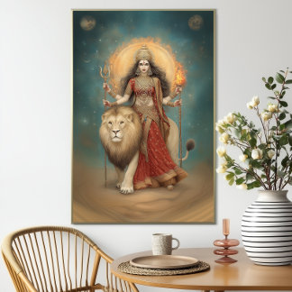 Affiche Durga Déesse Hindoue de la Force et de la Protecti
