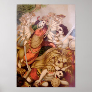 Affiche Durga, Tueuse du démon buffle (mythologie hindoue)