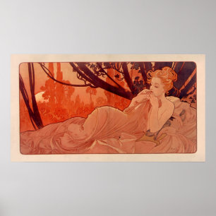 Affiche DUSK par Alphonse Mucha - Crepuscule