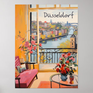 Affiche Dusseldorf Allemagne Voyage Ville Peinture Esthéti