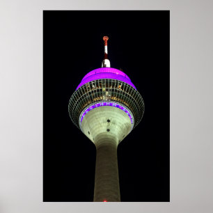 Affiche Düsseldorfer Rheinturm de nuit