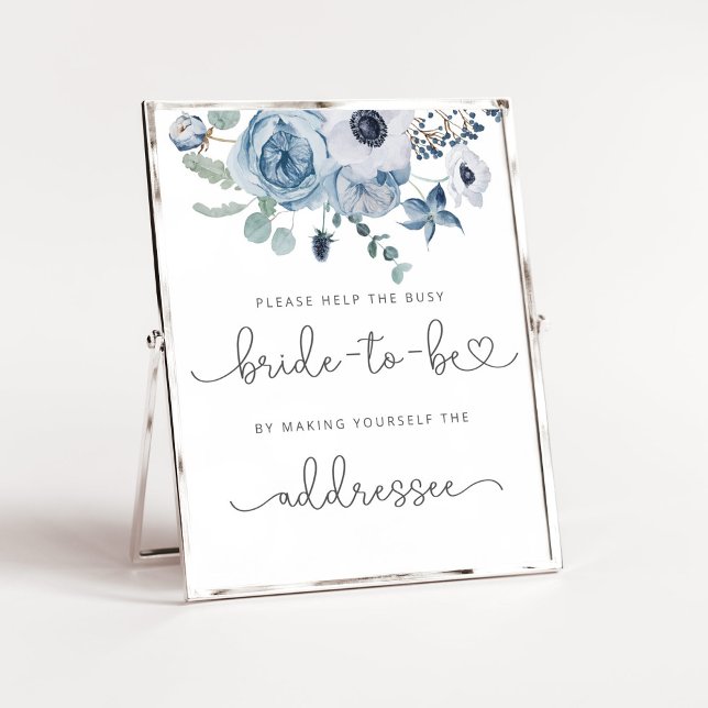 Affiche Dusty blue aider la mariée occupée Adresse une env (Créateur téléchargé)