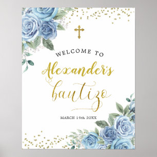 Affiche Dusty Blue Bautizo Welcome Sign