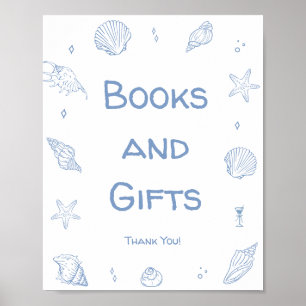 Affiche Dusty Blue Beach Baby showers Livres et cadeaux