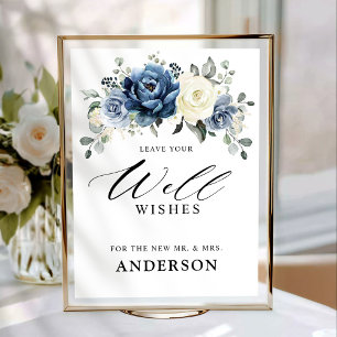 Affiche Dusty Blue Champagne Ivory Floral Wings