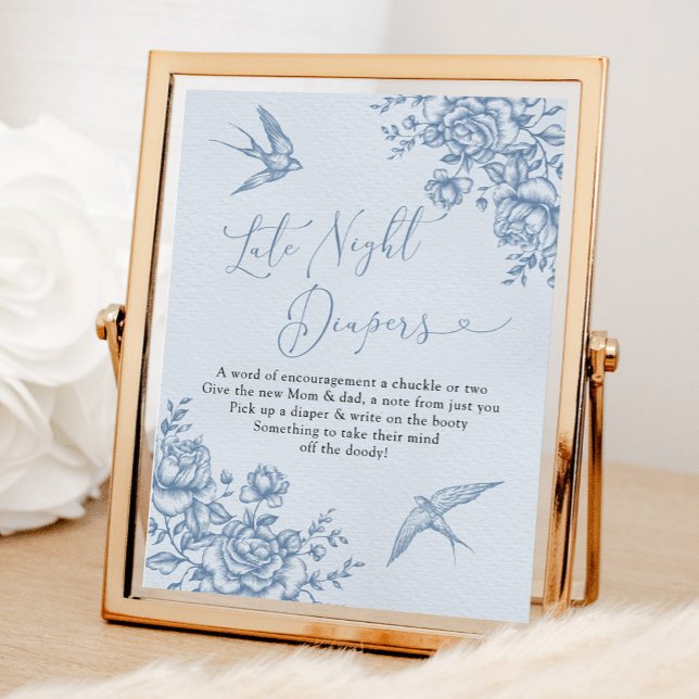 Affiche Dusty Blue Chinoiserie Baby Late Night Diaper (Créateur téléchargé)