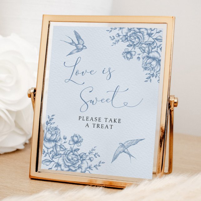 Affiche Dusty Blue Chinoiserie Baby shower L'amour est dou (Créateur téléchargé)