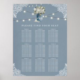 Affiche Dusty Blue Country Combiné Blanc Mariage dentelle