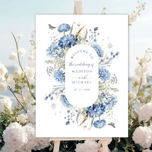 Affiche Dusty Blue Fleur sauvage Floral Boho Mariage Bienv