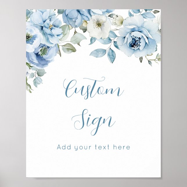 Affiche Dusty Blue floral Custom (Devant)