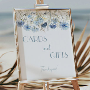 Affiche DUSTY Blue Hydrangea Baby shower Cartes et Cadeaux