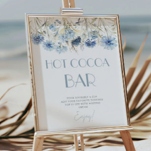 Affiche DUSTY Blue Hydrangea Baby shower Hot Cocoa Bar