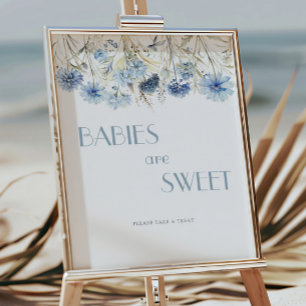 Affiche DUSTY Blue Hydrangea Baby shower Les bébés sont do