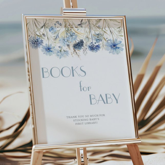 Affiche DUSTY Blue Hydrangea Baby shower Livres Pour Bébé (Créateur téléchargé)