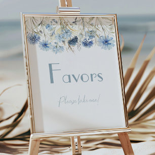 Affiche DUSTY Blue Hydrangea Élégant Baby shower Faveurs