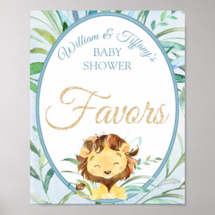 Affiche Dusty Blue Lion Baby shower Faveurs