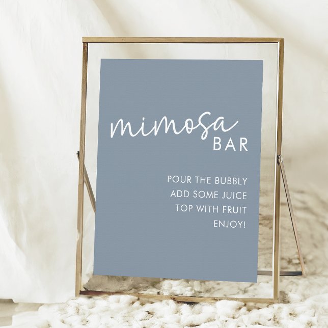 Affiche Dusty Blue Minimalist Script Douche Mimosa Bar (Créateur téléchargé)