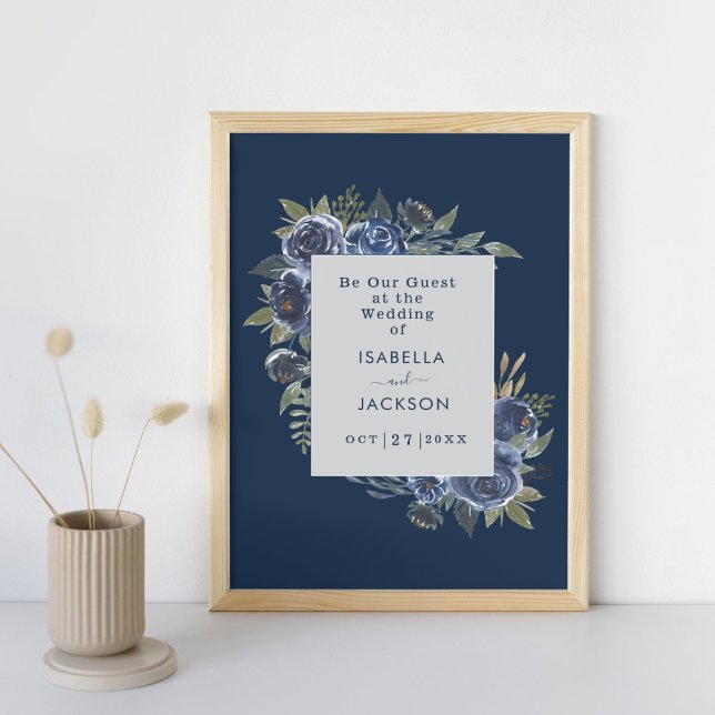 Affiche Dusty Blue Navy Champagne Mariage d'ivoire (Dusty Blue Navy Champagne Ivory Wedding Supplies)