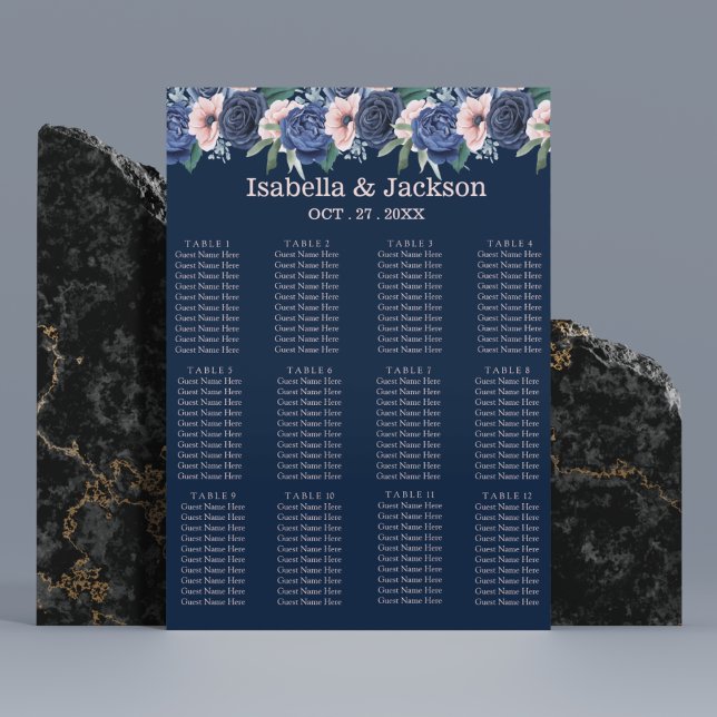 Affiche Dusty Blue Navy Champagne Mariage d'ivoire (Dusty Blue Navy Champagne Ivory Wedding Supplies)