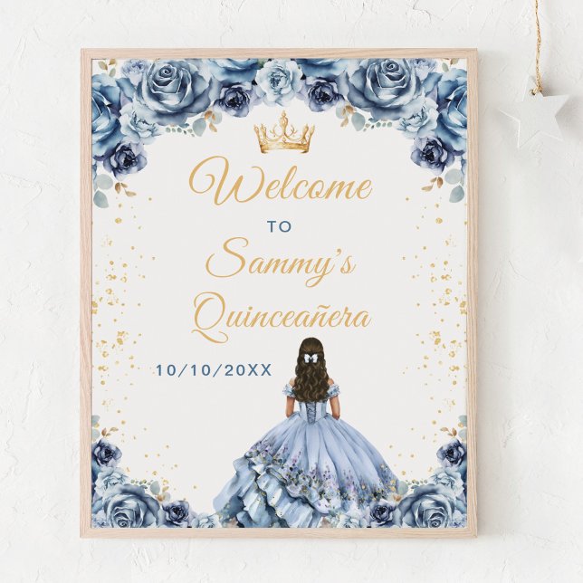Affiche Dusty Blue Princess Quinceañera Bienvenue (Créateur téléchargé)