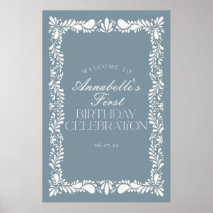 Affiche Dusty Blue Talavera Fête d'anniversaire Bienvenue