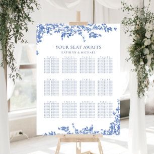 Affiche Dusty Blue Vintage Floral Mariage 12 Table Siège