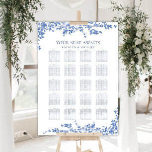 Affiche Dusty Blue Vintage Floral Mariage 20 Table Siège