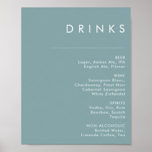 Affiche Dusty Boho Blue Mariage Boissons Menu Sign