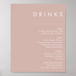 Affiche Dusty Boho   Menu Boissons Mariage Rose Signer