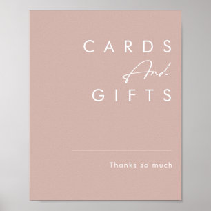 Affiche Dusty Boho   Panneau Cartes et Cadeaux Rose