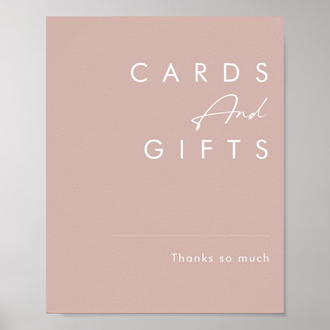 Affiche Dusty Boho | Panneau Cartes et Cadeaux Rose (Devant)