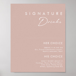 Affiche Dusty Boho Panneau de Boissons Signature Rose