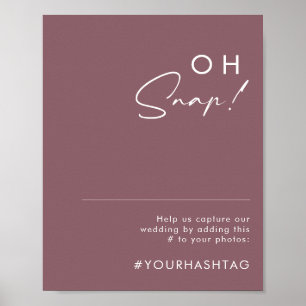 Affiche Dusty Boho Panneau de hashtag de mariage Purple
