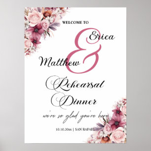 Affiche Dusty Pink 'Bienvenue à notre dîner de répétition'