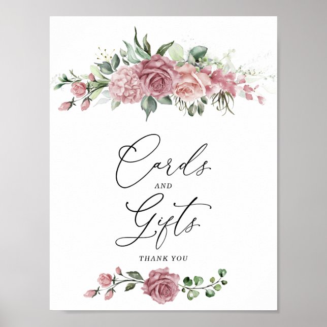 Affiche Dusty Pink Floral Cards & Gifts Sign (Devant)