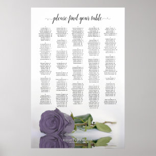 Affiche Dusty Purple Rose Alphabetical Seating Chart