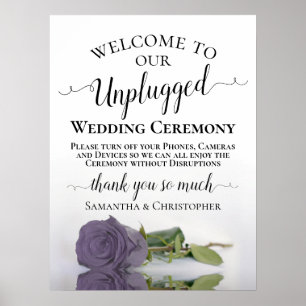 Affiche Dusty Purple Rose Chic Unplugged Mariage cérémonie