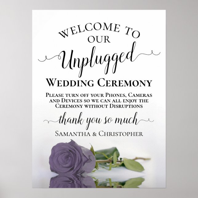 Affiche Dusty Purple Rose Chic Unplugged Mariage cérémonie (Devant)