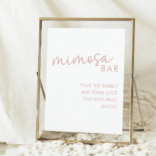 Affiche Dusty rose & blanc Fête des mariées simple Mimosa