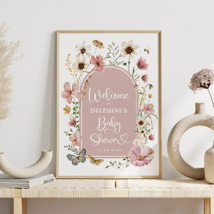 Affiche Dusty rose Fleur sauvage bébé en fleurs Douche Bie