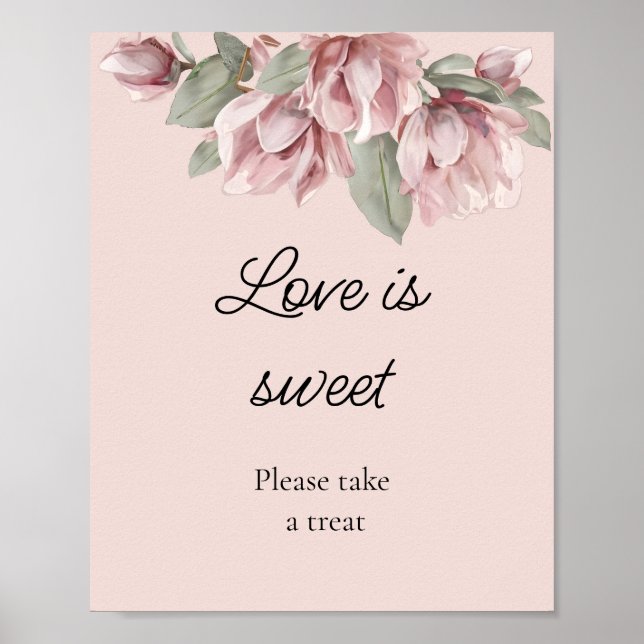 Affiche Dusty Rose Floral l'amour est douceur nuptiale (Devant)