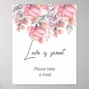 Affiche Dusty Rose Floral l'amour est douceur nuptiale